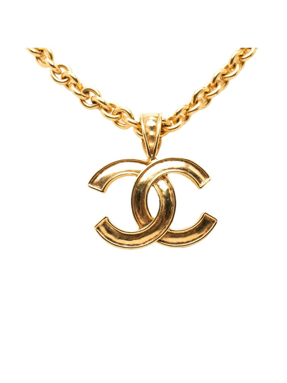 Chanel Cc Gold Plated Pendant Necklace #346339C96B